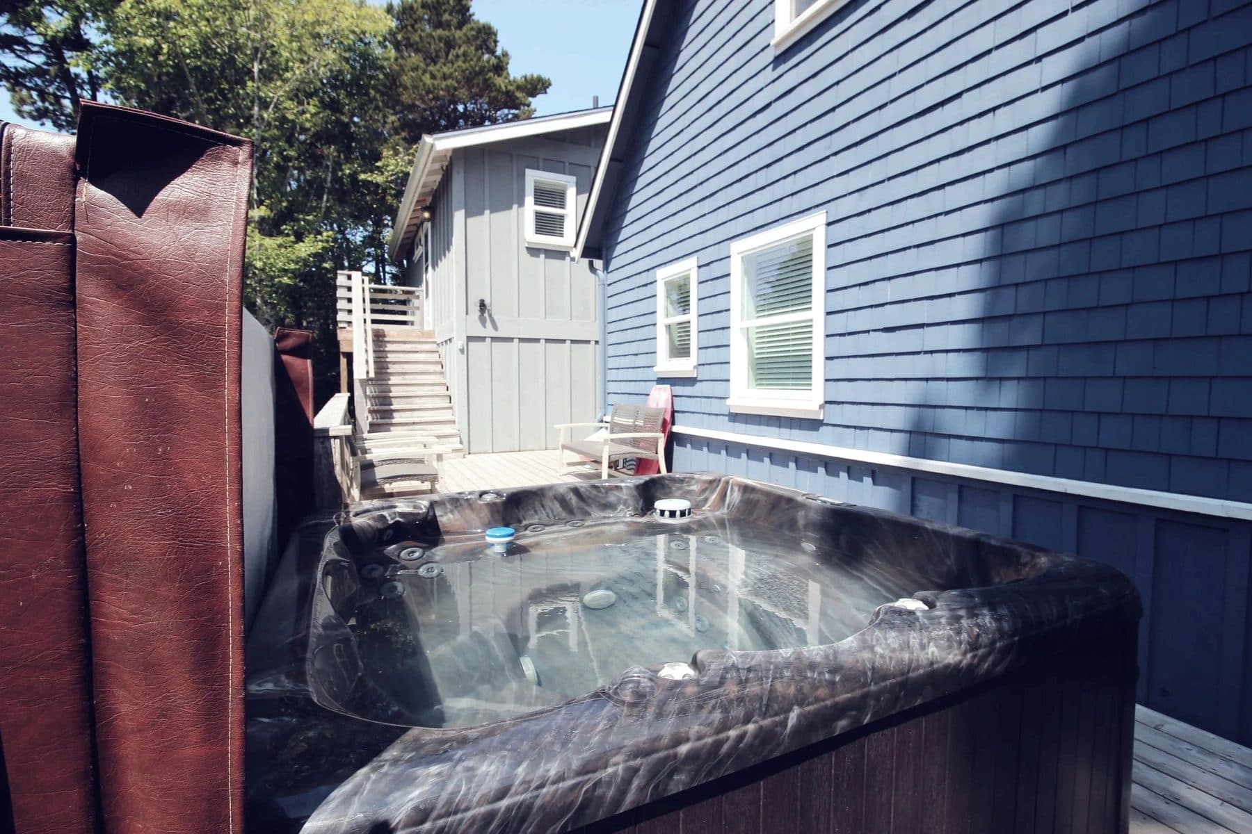 Hot tub with the cover removed during service